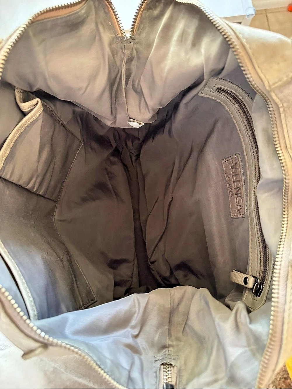 VILENCA Convertible Leather Backpack Tote in Grey - Picture 6 of 9